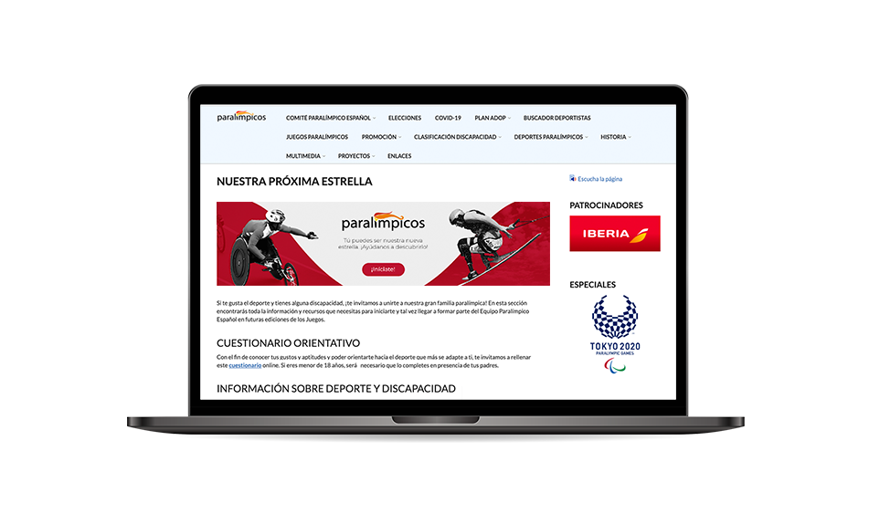 Paralímpicos — desktop layout